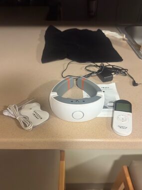 Sharper Image White and Gray Neck & Head Massager with Remote